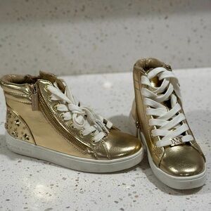 Girls Michael Kors Gold High Top Booties size 13 / has beads on side zipper
